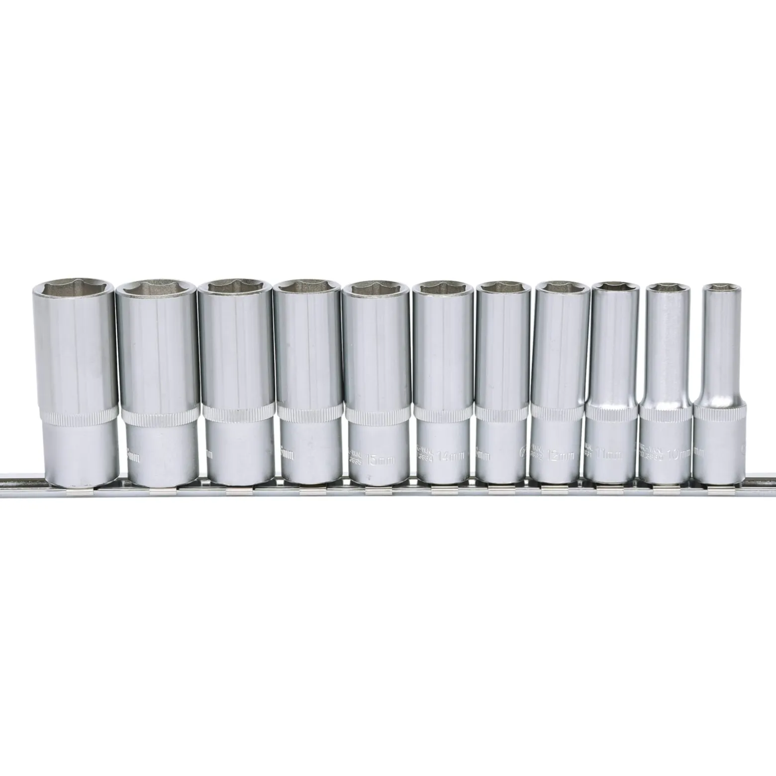 KS TOOLS 3/8" Sechskant-Stecknuss-Satz lang 11tlg. 8-19 mm - 911.0611
