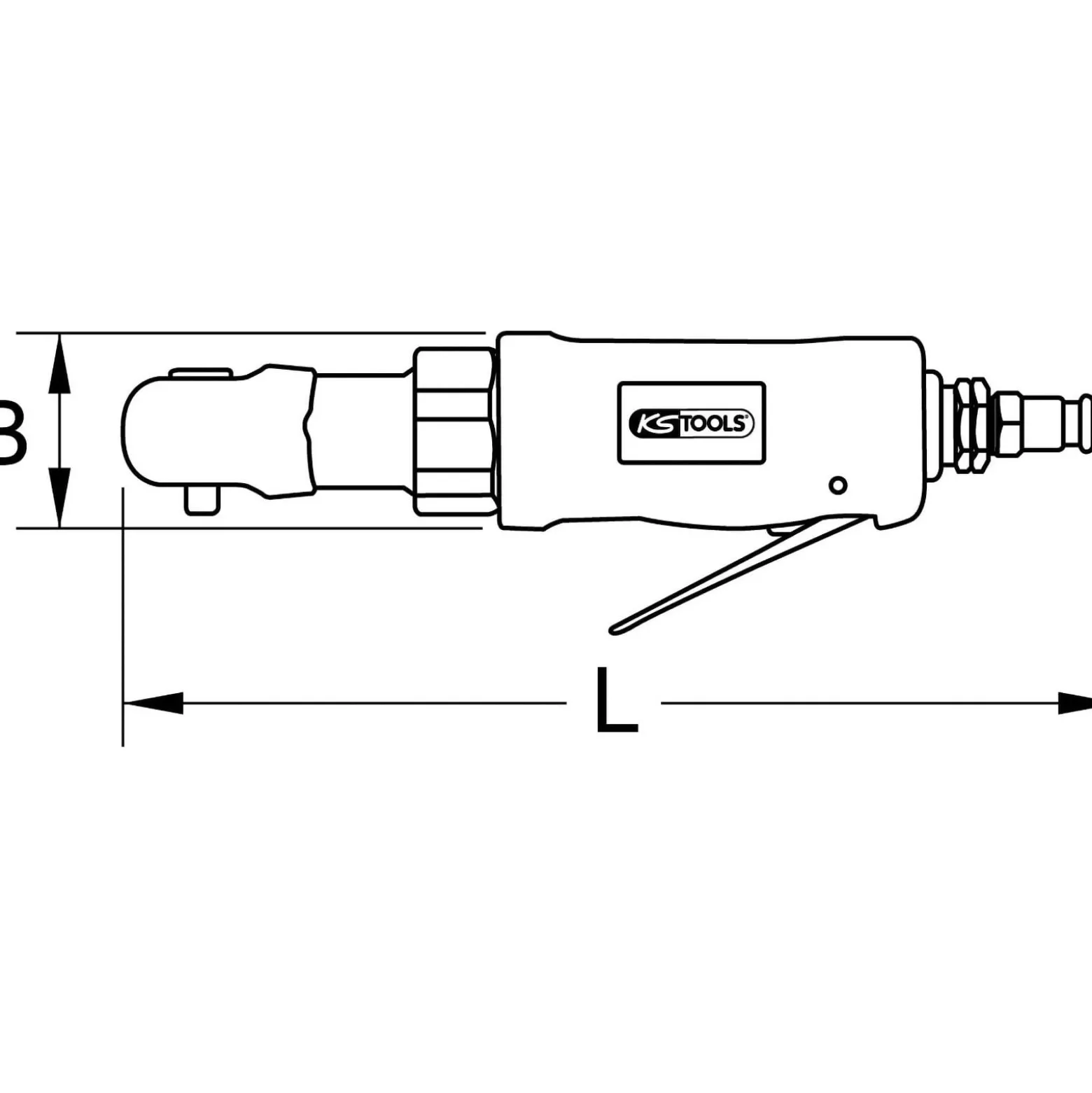 KS TOOLS 1/2" SlimPOWER Mini-Druckluft-Umschaltratsche 30 Nm - 515.5515