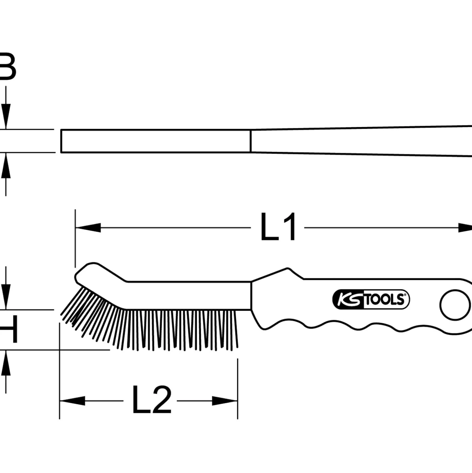 KS TOOLS Stahldraht-Bremssattel-Drahtbürste 2-reihig - 201.2320