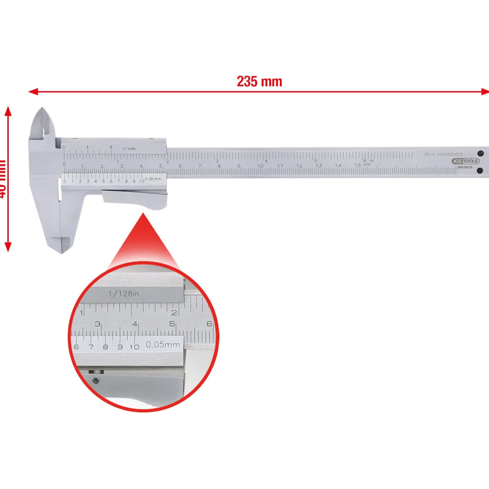 KS TOOLS Taschen-Messschieber 0-150 mm 235 mm - 300.0510