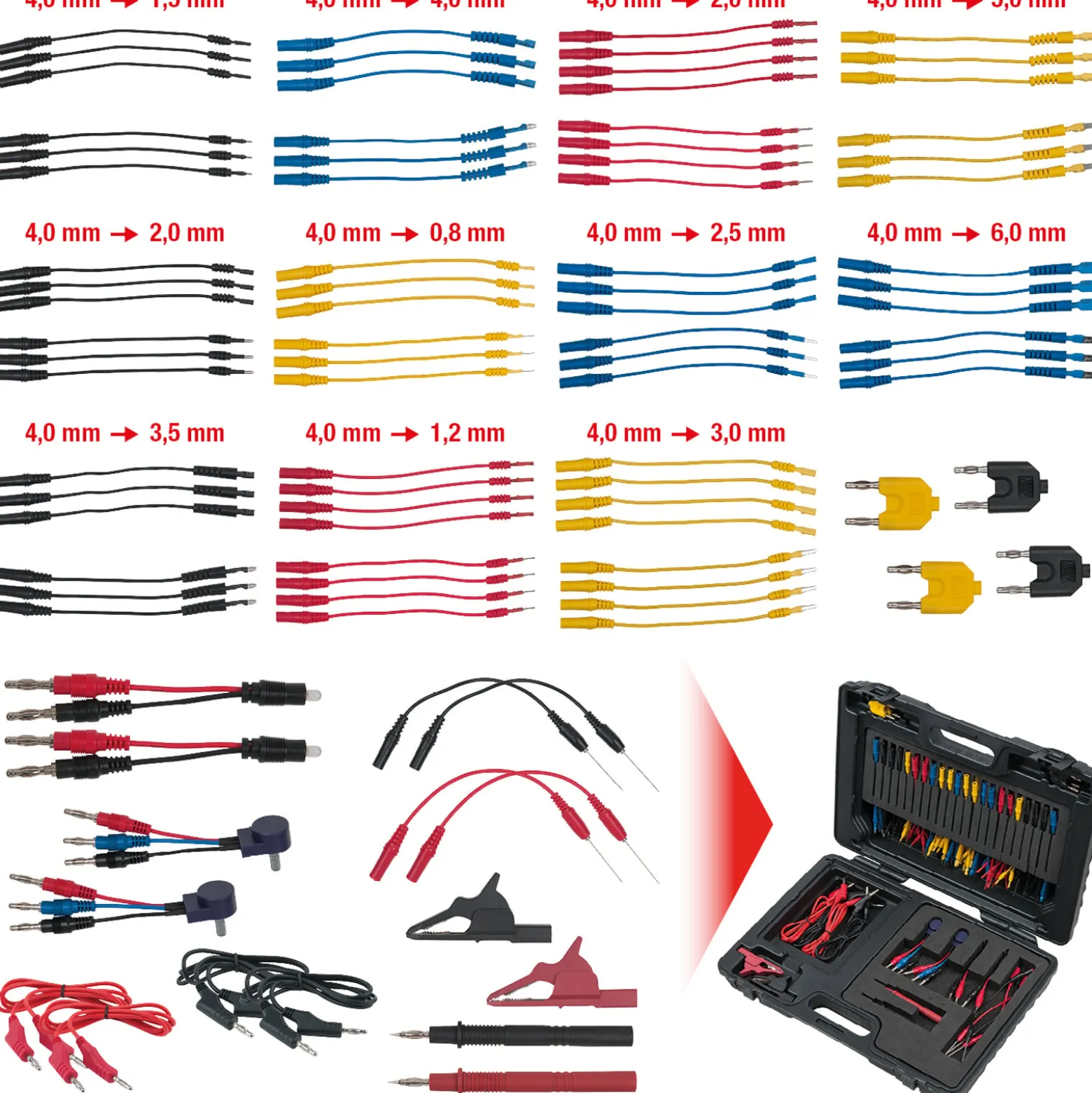 KS TOOLS 12/24V Master Diagnose Prüf- und Mess-Kabel-Satz 92tlg. - 150.0950