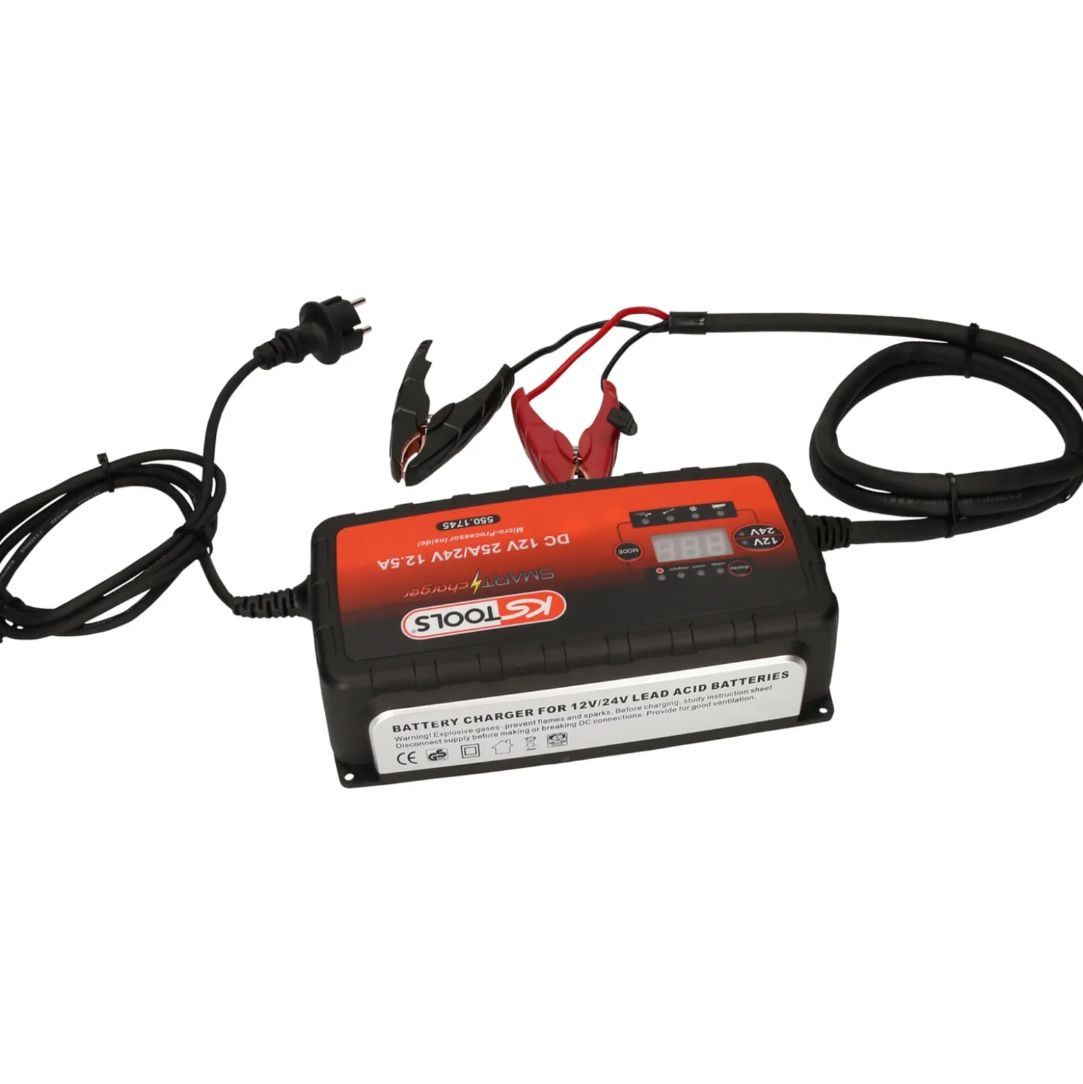 KS TOOLS 12V + 24V SMARTcharger Hochfrequenz-Batterieladegerät 25A/12,5A - 550.1745