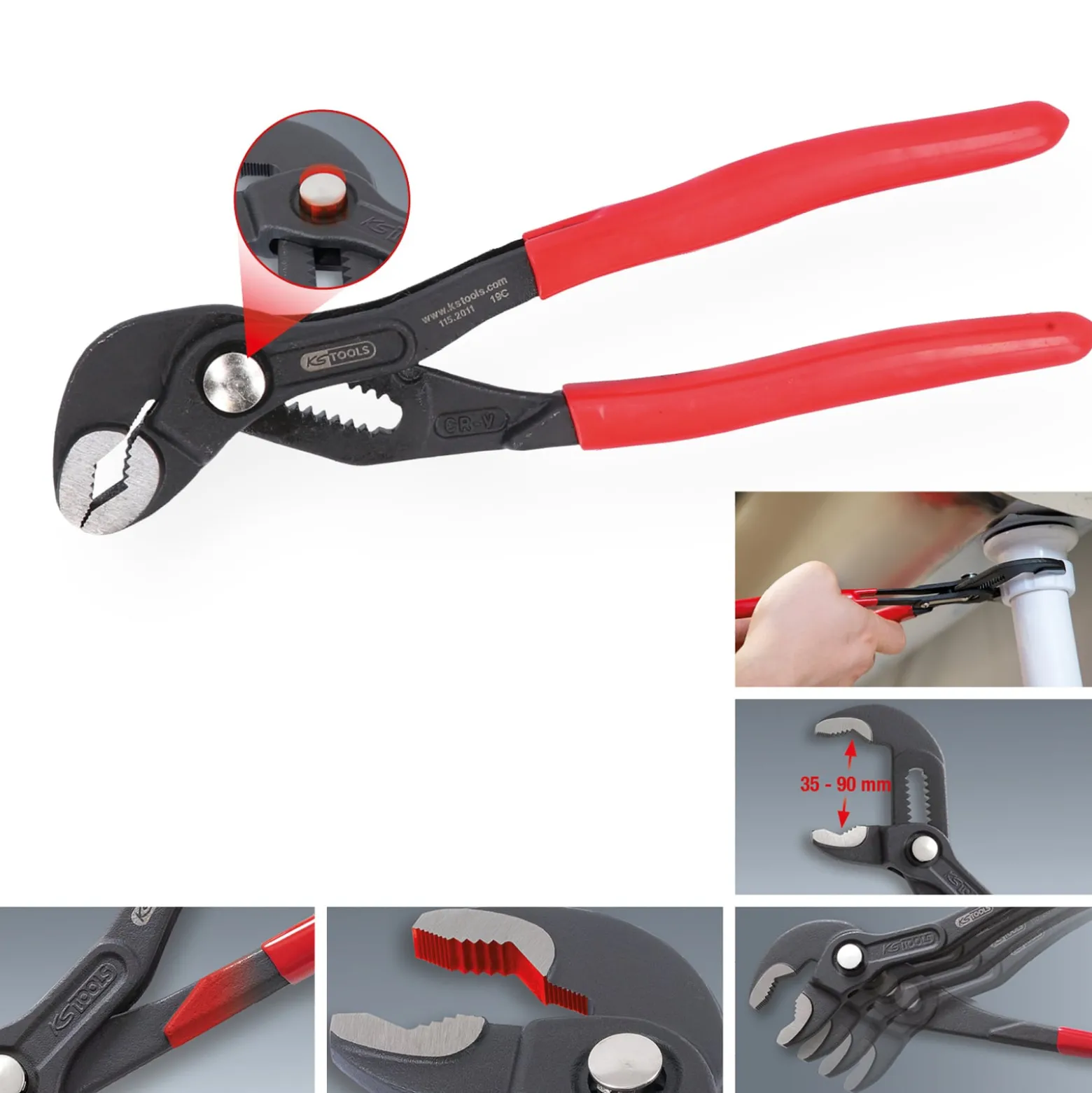 KS TOOLS Wasserpumpenzange mit Druckknopfverstellung 300 mm - 115.2012