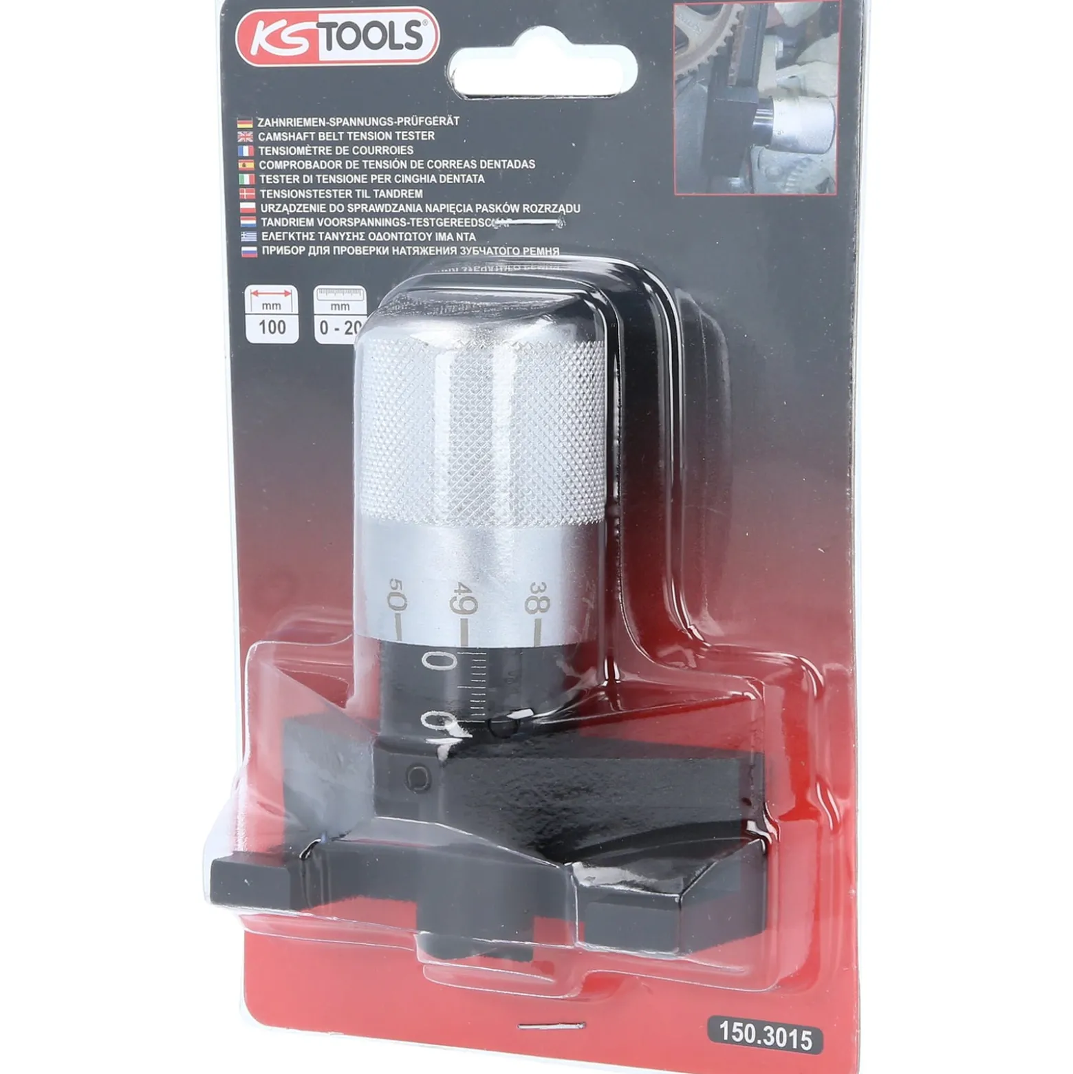 KS TOOLS Zahnriemen-Spannungs-Prüfgerät 100 mm - 150.3015
