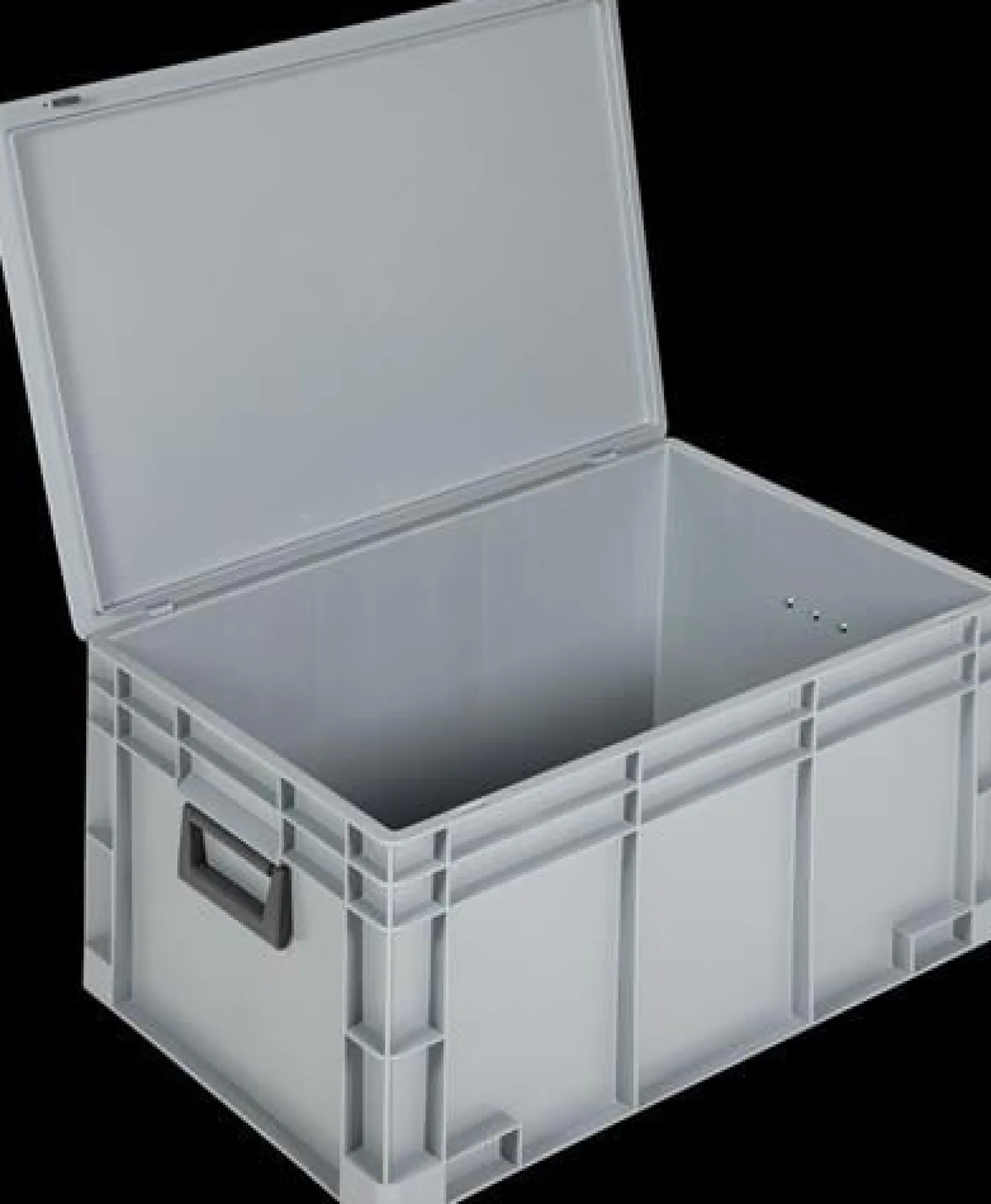 Ku.-Koffer L600xB400xH333mm PP 2 Griffe Schiebeverschluss grau 62,2l LOCKWEILER