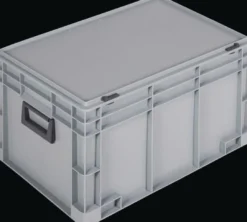 Ku.-Koffer L600xB400xH333mm PP 2 Griffe Schiebeverschluss grau 62,2l LOCKWEILER