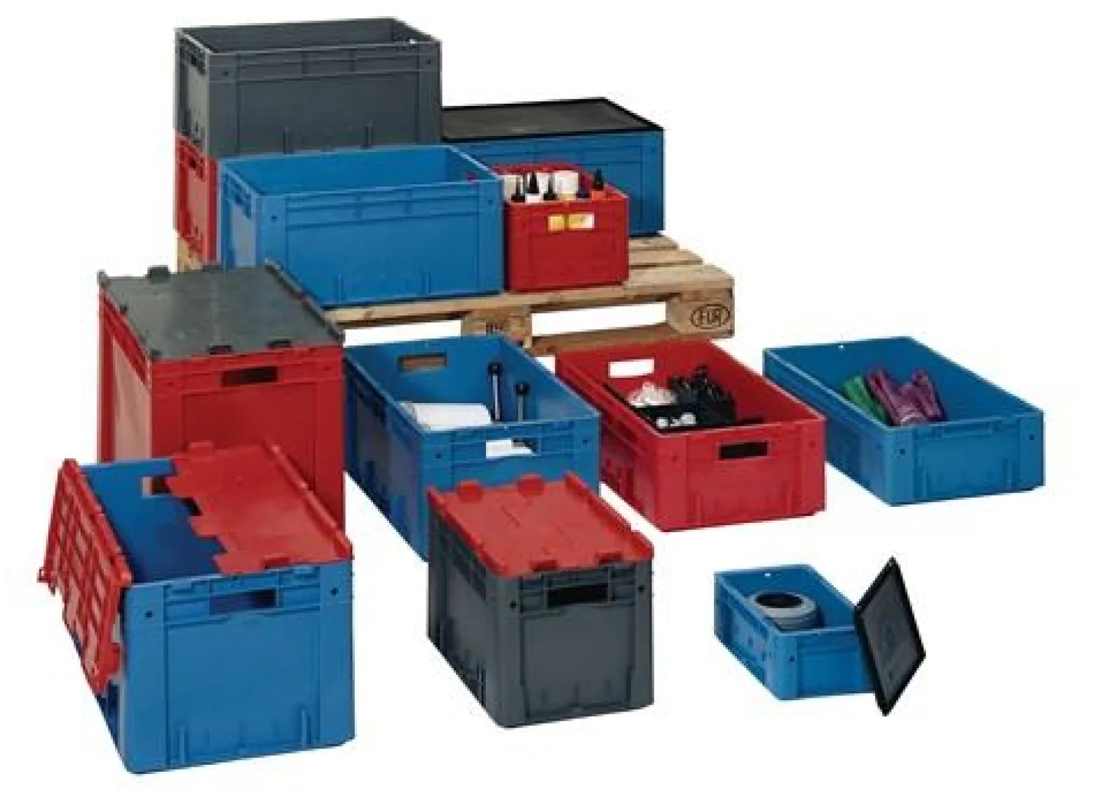 LA-KA-PE Transportstapelbehälter L600xB400xH420mm - VTK 600/420-0 ROT