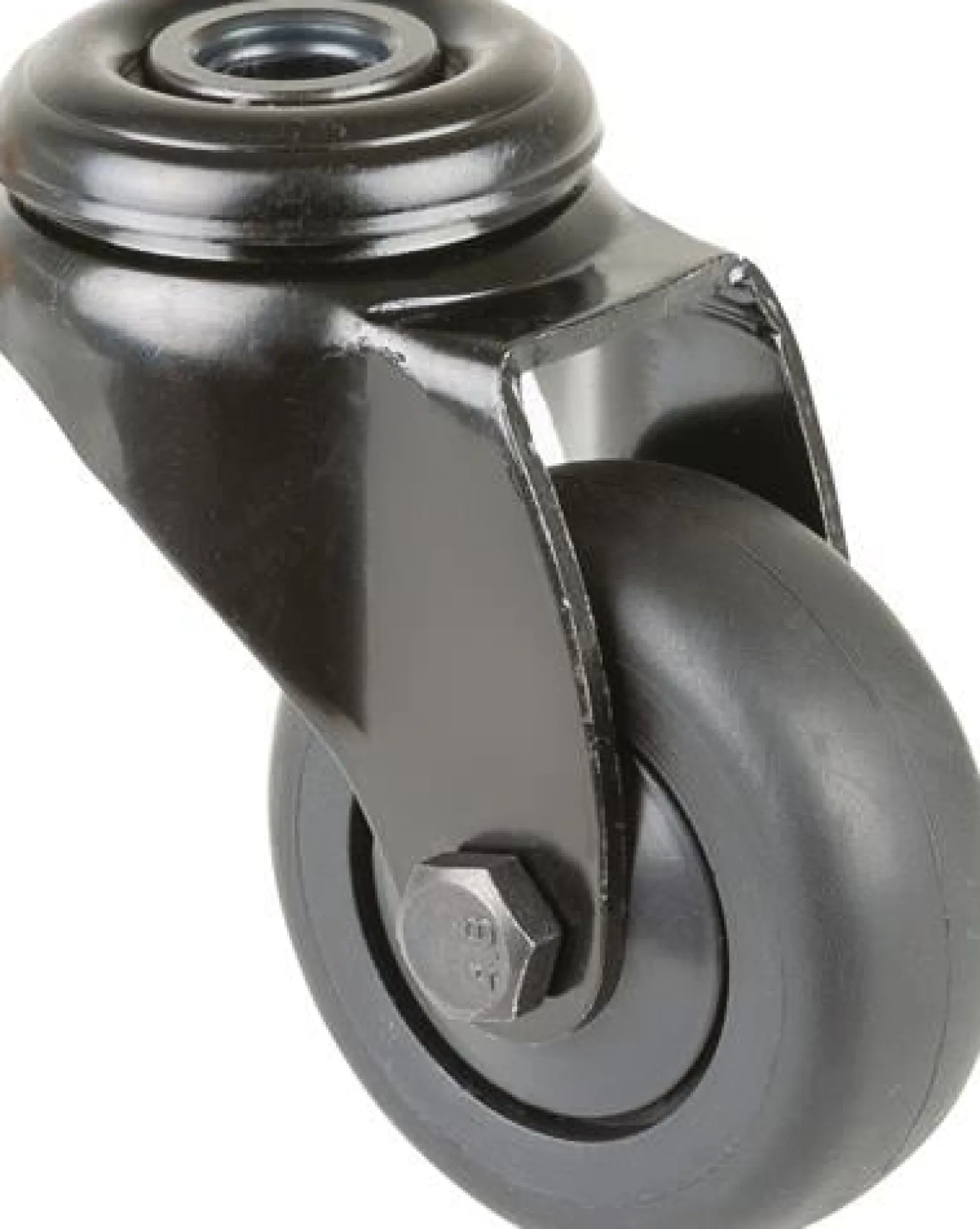 Lenkrolle D.50mm Trgf.50kg m.Rückenloch Ku.Kugell.Gum.schwarz BS ROLLEN