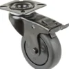 Lenkrolle m.Festst.D.75mm Trgf.75kg m.Platte m.Festst.Gum.schwarz BS ROLLEN