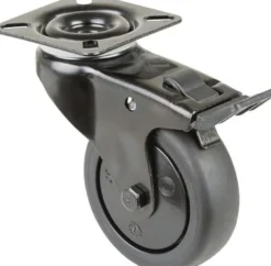 Lenkrolle m.Festst.D.75mm Trgf.75kg m.Platte m.Festst.Gum.schwarz BS ROLLEN