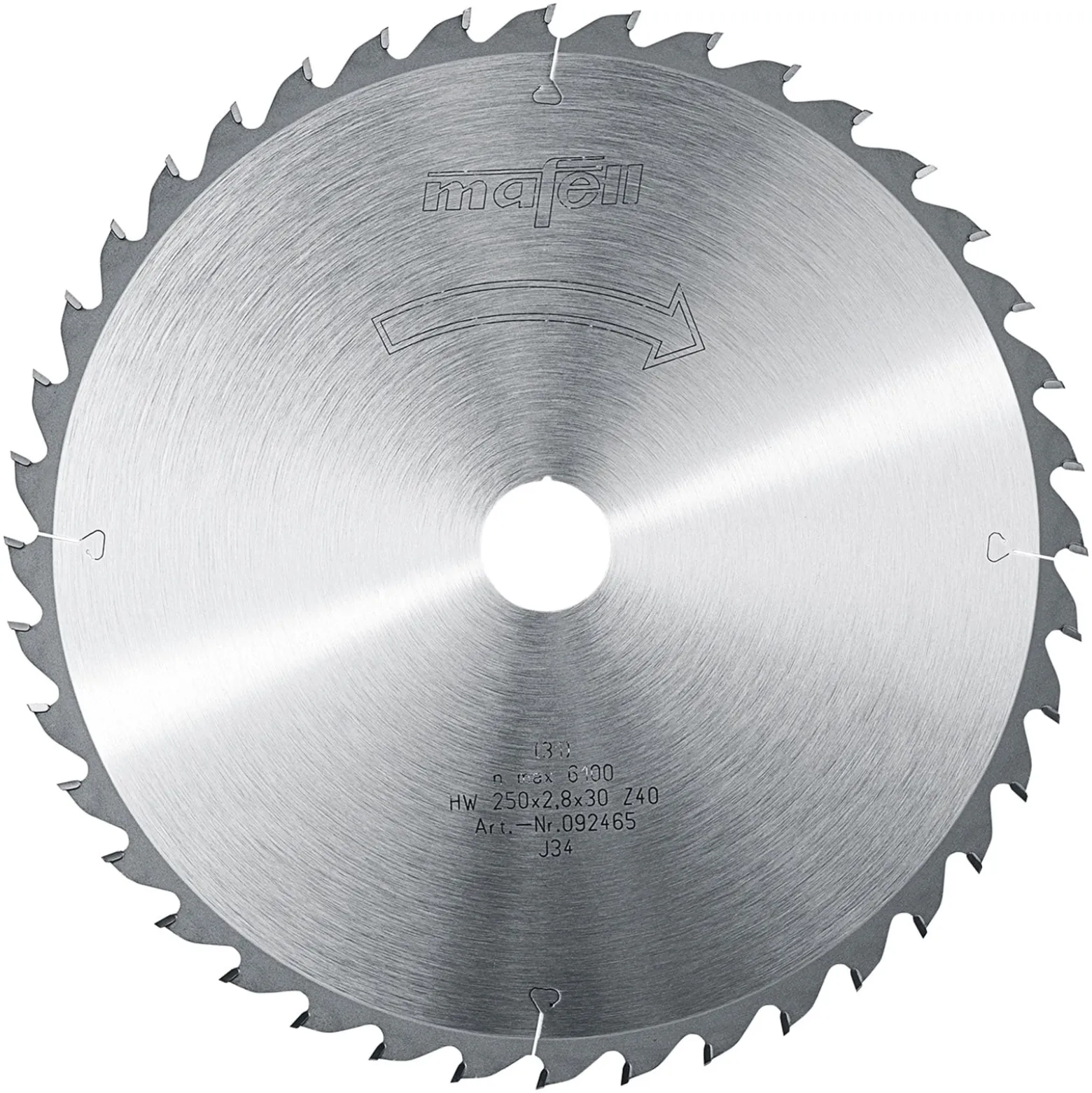 mafell Sägeblatt-HM 250 x 1,8/2,8 x 30 mm, Z 40, WZ, für universellen Einsatz - 92465