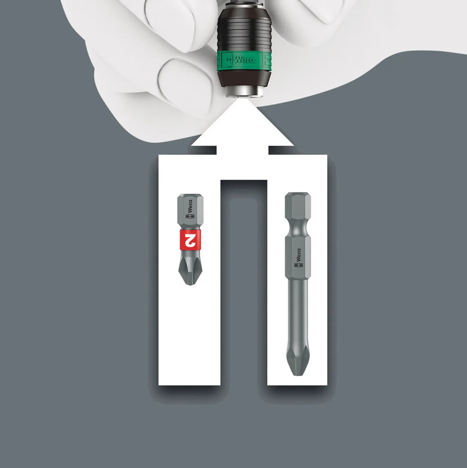 Magazinbithalter Kraftform Kompakt Pistol RA-R 1 7-tlg.BZT PH/PZ/TORX® WERA