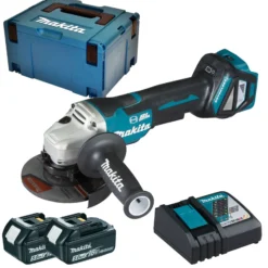 Makita DGA517RTJ Akku-Winkelschleifer Ø 125 mm 18 V / 2x 5,0 Akku + Ladegerät im Makpac