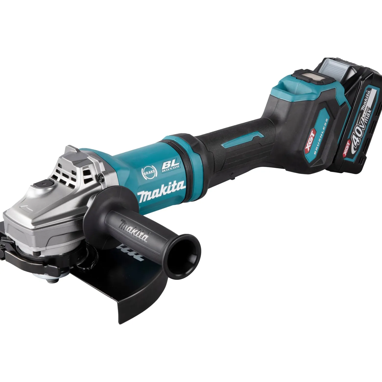 Makita GA038GT206 Akku-Winkelschleifer 40V max. / 2x 5,0 Ah Akku + Schnellladegerät im Transportkoffer + Side-Kick
