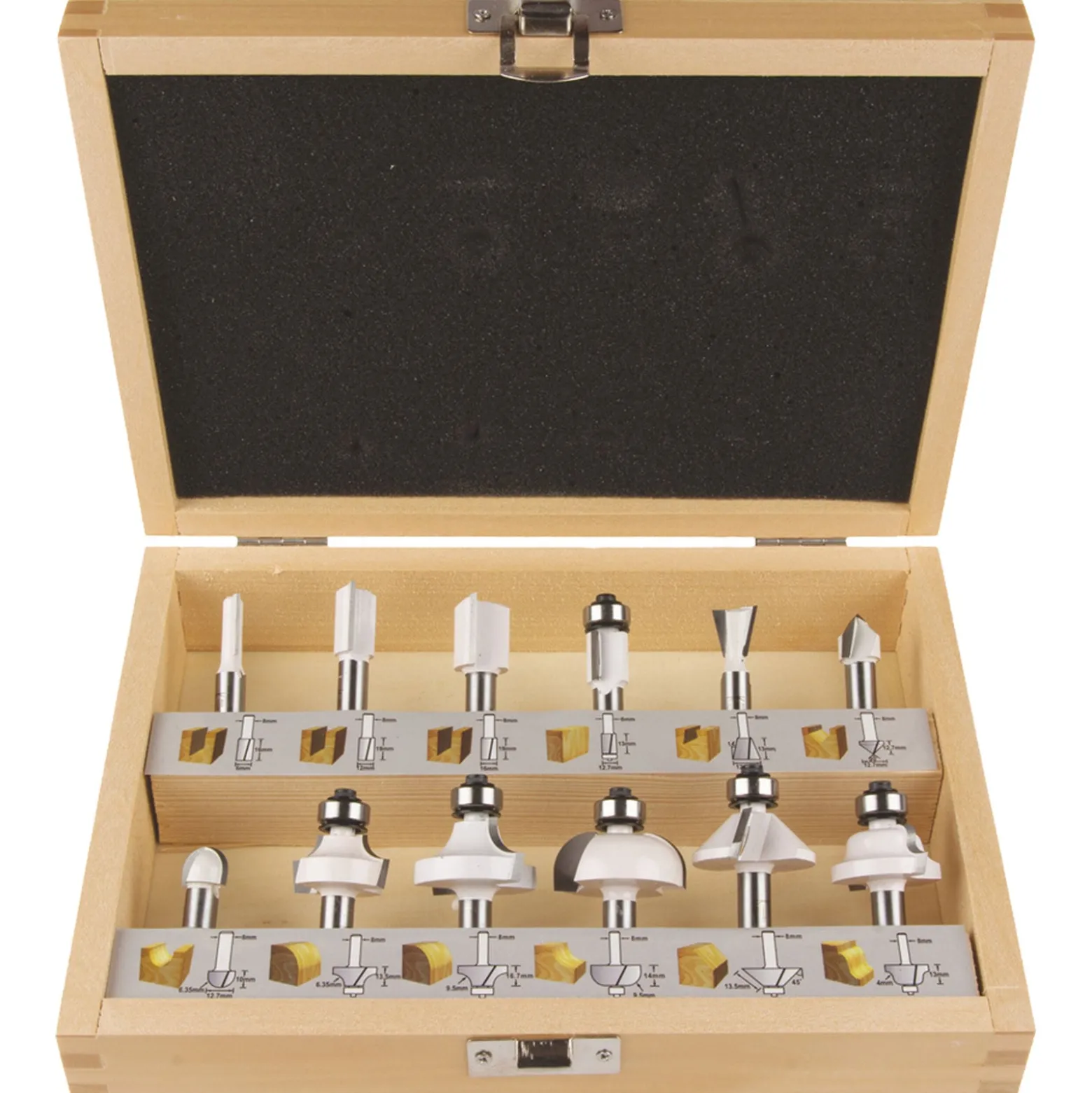 Makita RP1111CJFA Oberfräse 1.100 W inkl. D-53556 12tlg. Fräser-Set im MAKPAC