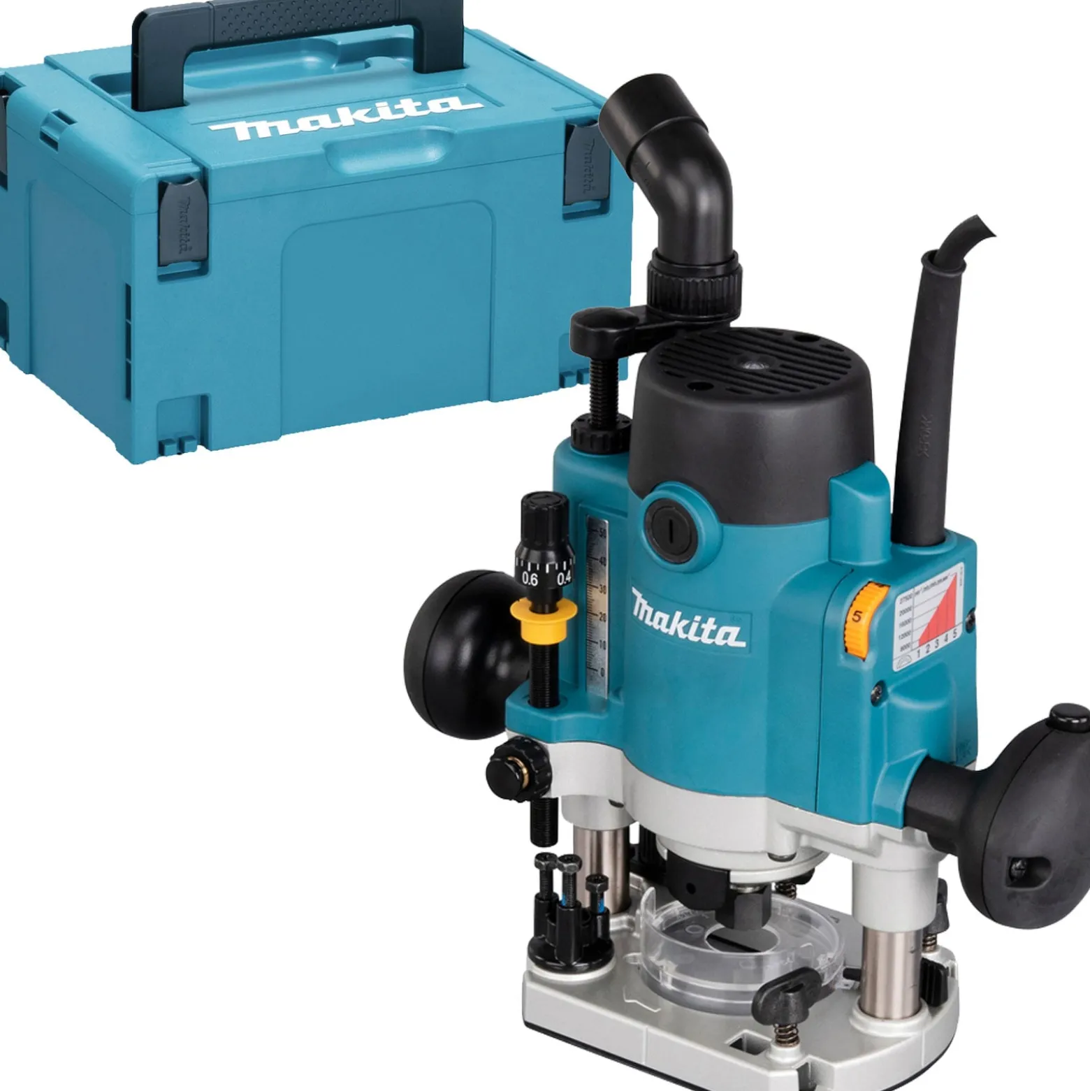 Makita RP1111CJFA Oberfräse 1.100 W inkl. D-53556 12tlg. Fräser-Set im MAKPAC