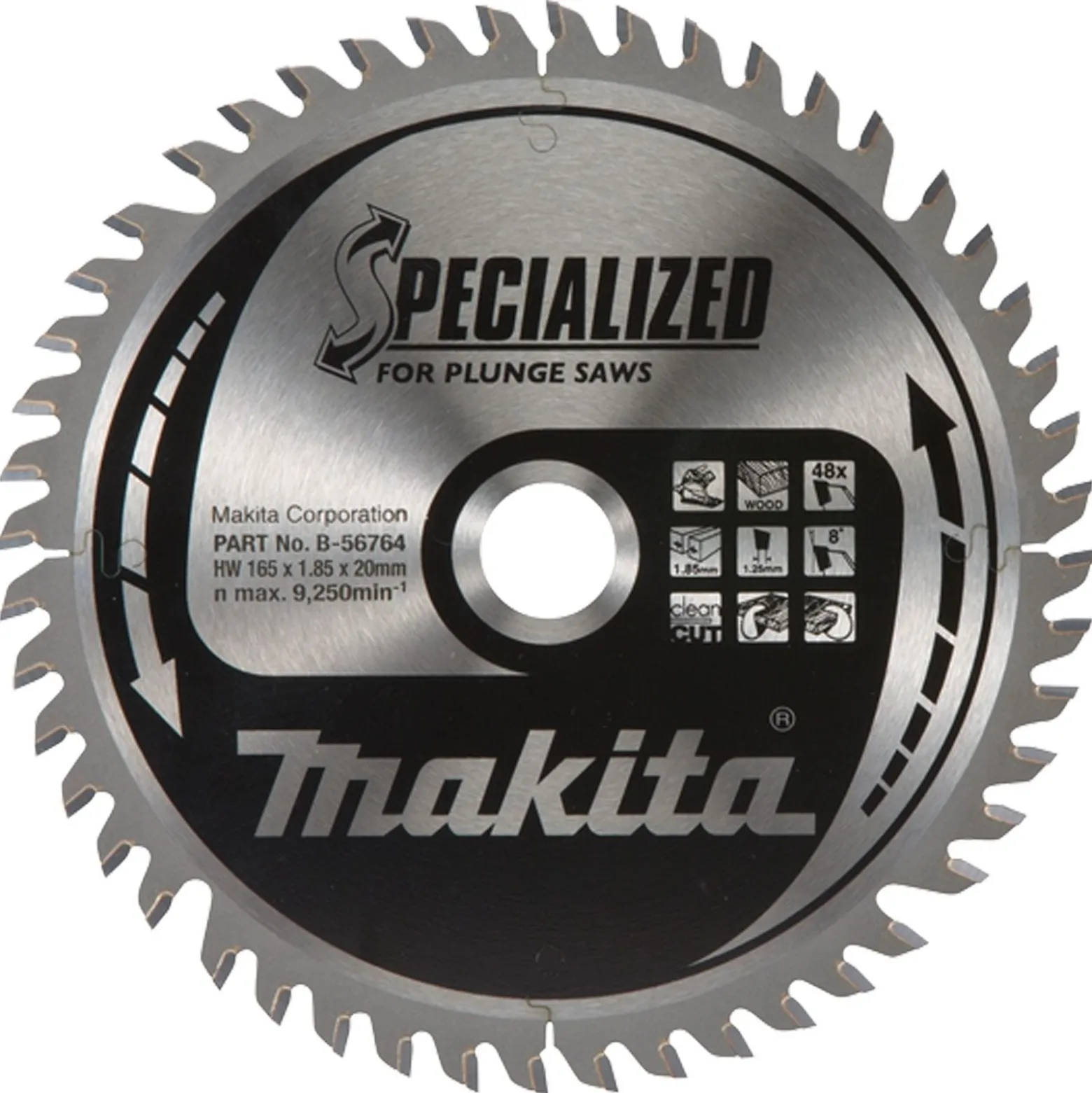 Makita SPECIALIZED Sägeblatt 165 x 20 x 48Z - B-56764 ersetzt B-33015