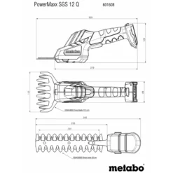 Metabo Akku-Strauch- und Grasschere 12 V PowerMaxx SGS 12 Q in metaBOX 145 - 601608840