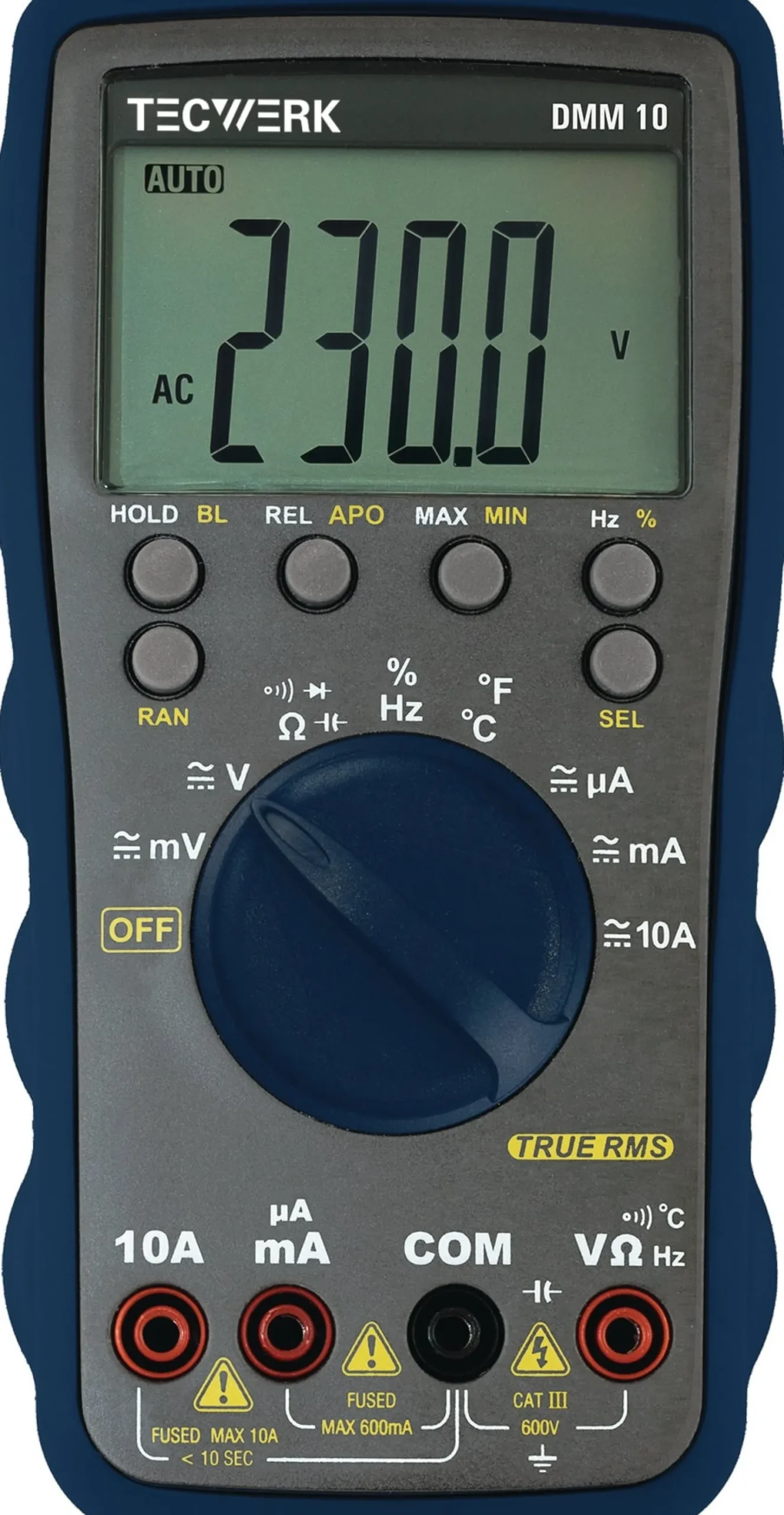 Multimeter DMM 10 0-600V AC/DC TRUE RMS TECWERK