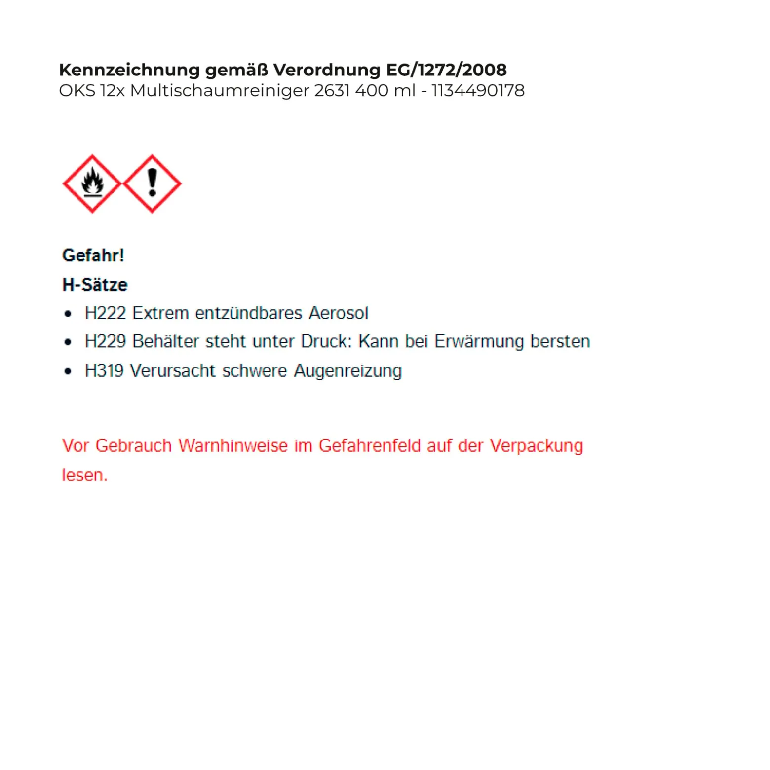 OKS Multischaumreiniger 2631 400 ml - 1134490178
