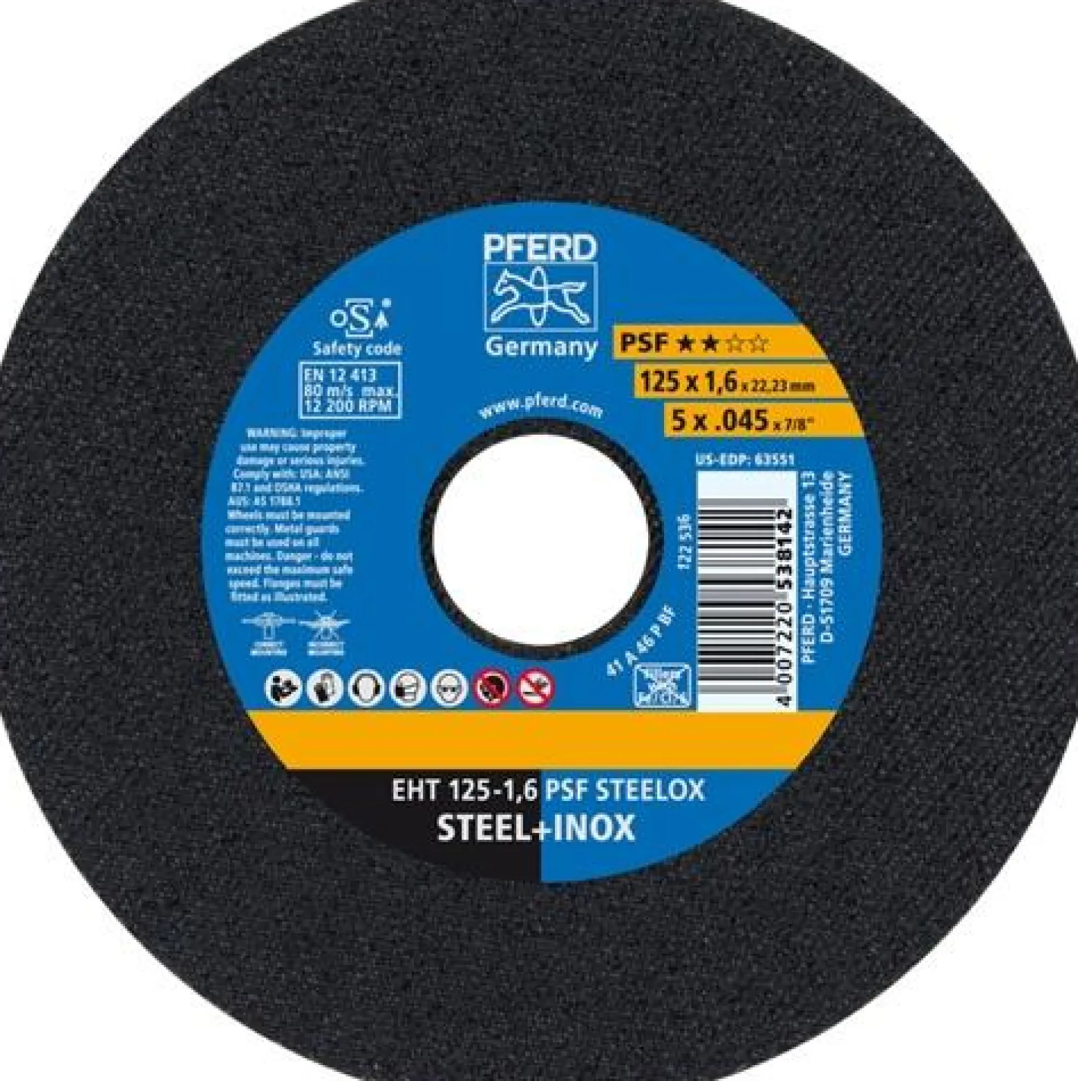 PFERD Trennscheibe PSF STEELOX Ø 125 x 1,6 mm gerade - 61721121