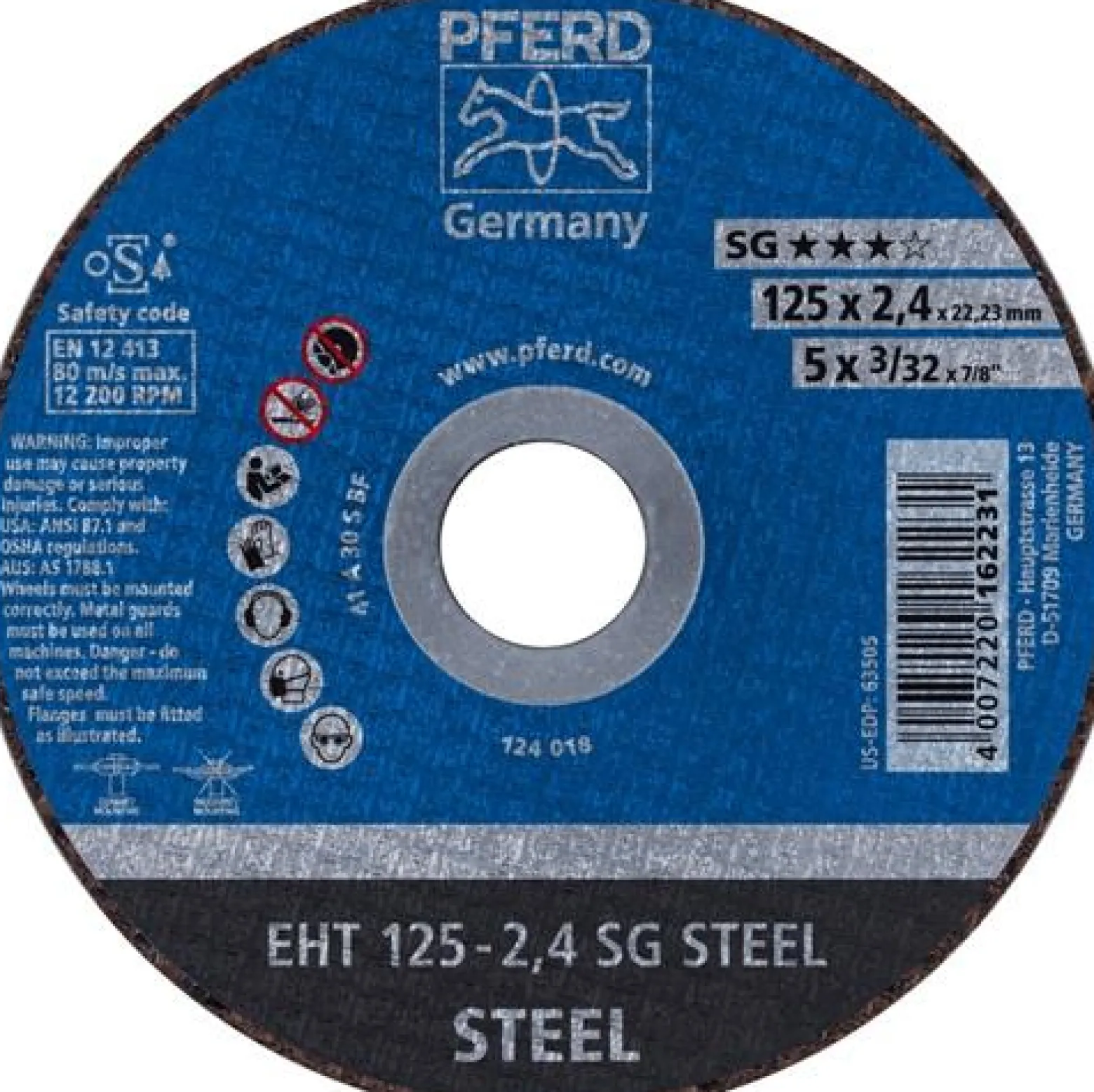 PFERD Trennscheibe SG STEEL Ø 125 x 2,4 mm gerade - 61321222
