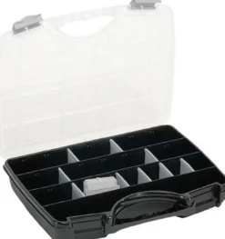raaco Sortimentskasten B 312 x T 238 x H 51 mm 25 Fächer 21 lose Trennwände transparent / schwarz - 715355