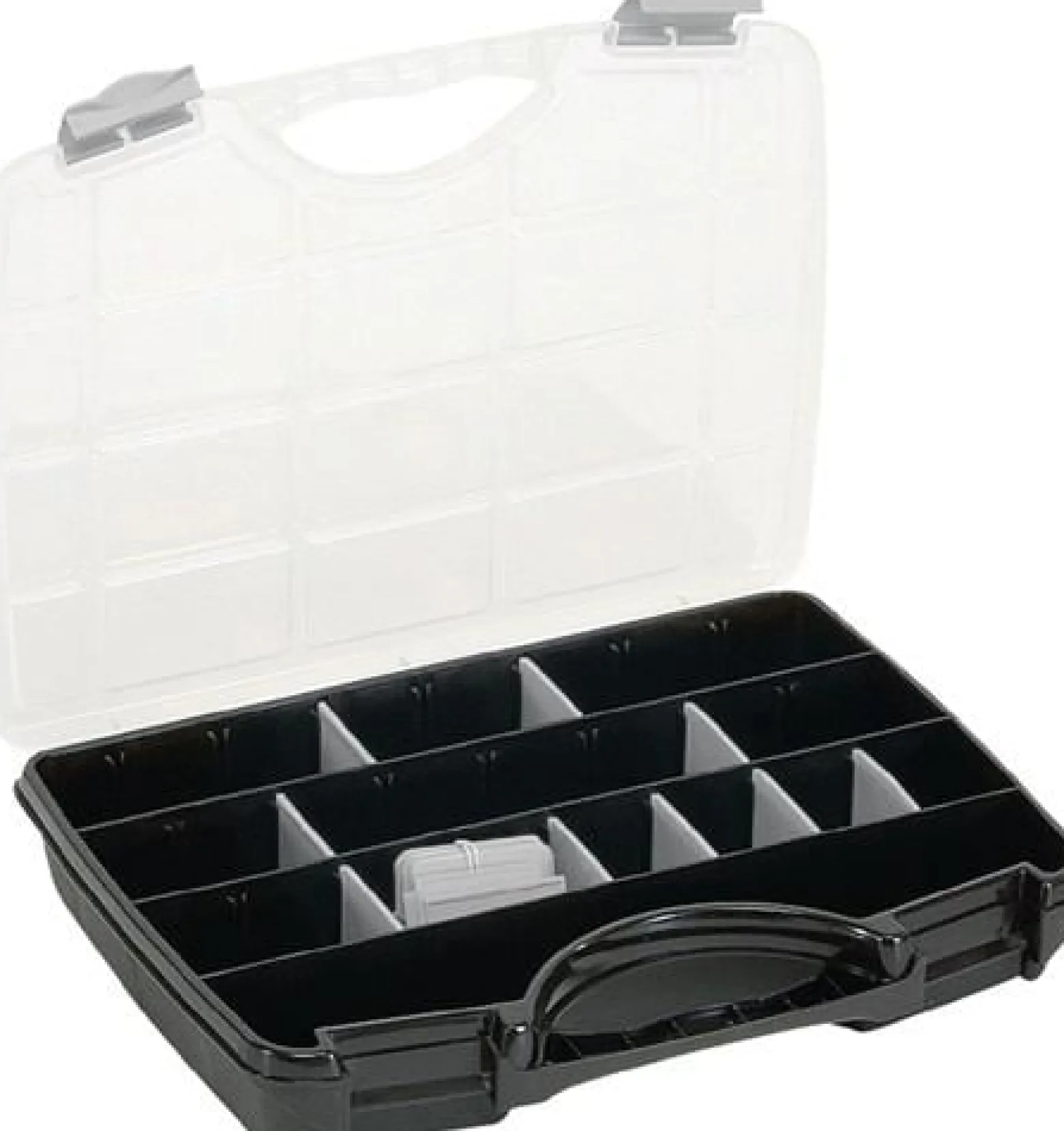 raaco Sortimentskasten B 312 x T 238 x H 51 mm 25 Fächer 21 lose Trennwände transparent / schwarz - 715355