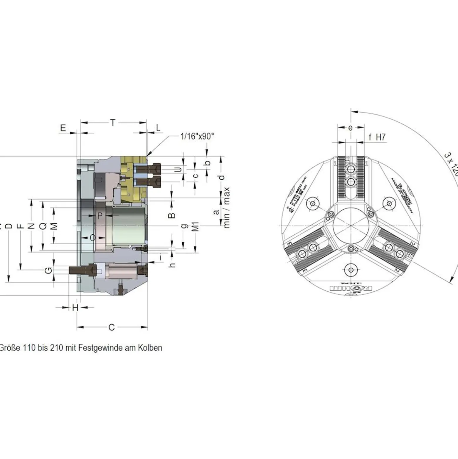 Röhm Kraftspannfutter DURO-A 110 Spitzverzahnung 60° Kurzkegelaufnahme - KK4 - 183734
