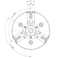 Röhm Kraftspannfutter KFD-HE 315, 3-Backen, Spitzverzahnung 60°, neutrale Ausführung - 154830