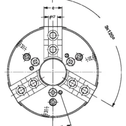 Röhm Kraftspannfutter KFD-HS 200, 3-Backen, Kreuzversatz, Zylindrische Zentrieraufnahme - 154239