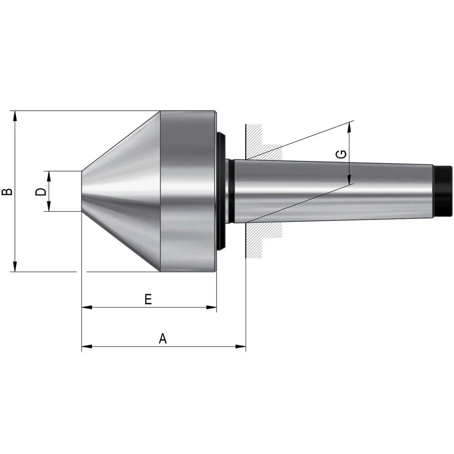 Röhm Mitlaufender Zentrierkegel, Aufnahme MK 6, Größe 175a, stumpf, 75° - 063656