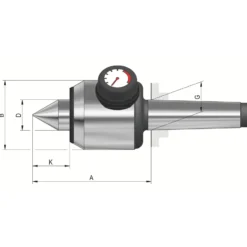 Röhm Mitlaufende Zentrierspitzen 60°, MK5, Größe 505, Druckanzeige und Längenausgleich - 060906