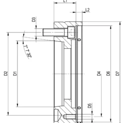 Röhm Zwischenflansch ISO 702-1 (DIN 55028), Größe 52/65-A5, mit Einstellschraube - 1283198