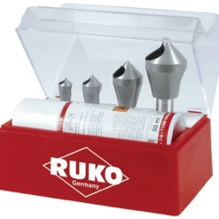 RUKO Kegel- und Entgratsenker-Satz mit Querloch 5tlg. HSSE-Co 5 in Polystyrol-Kassette - 102310E