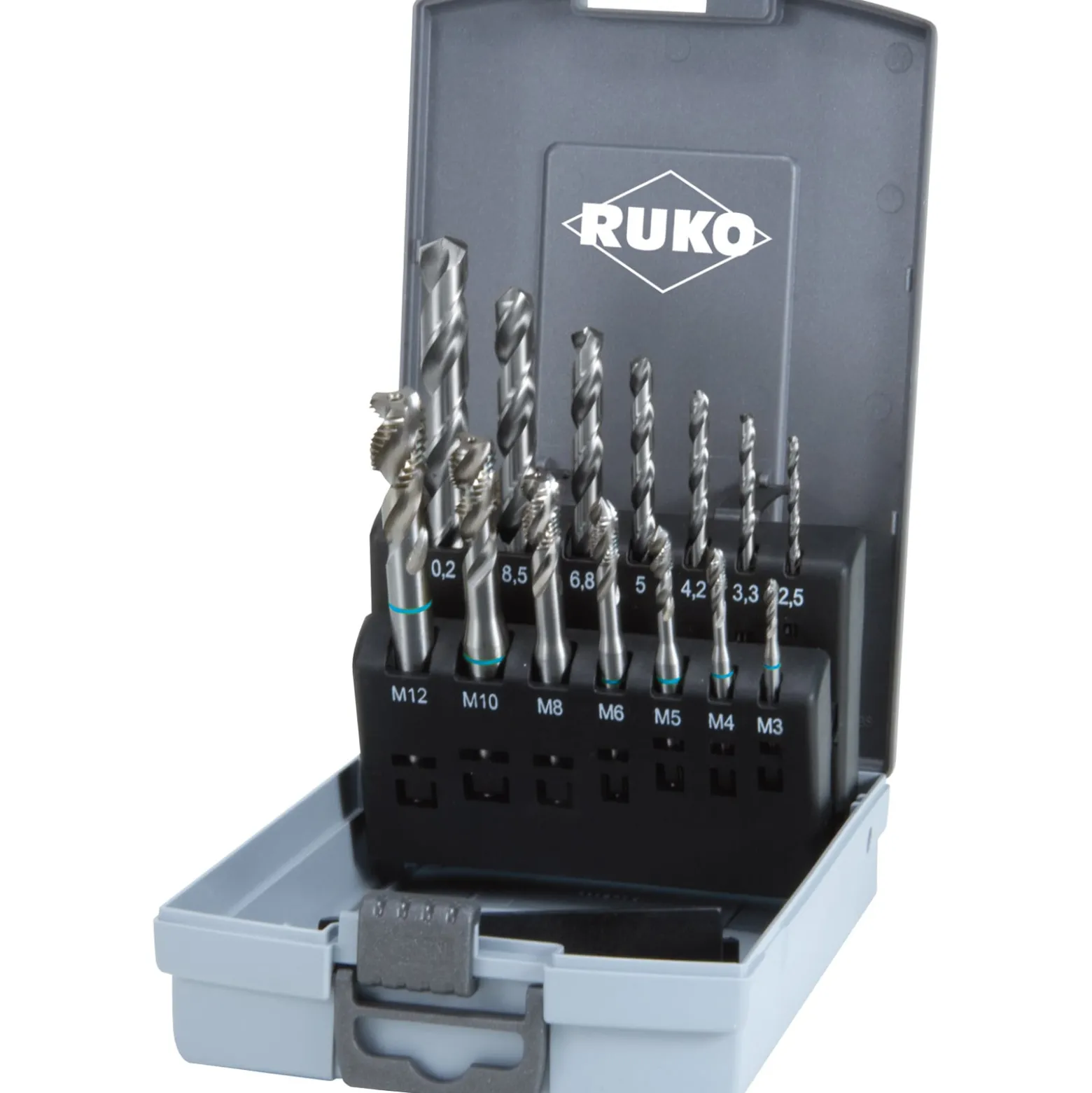 RUKO Maschinengewindebohrer-Satz 14tlg. Form C HSS in Kunststoffkassette - 245049RO