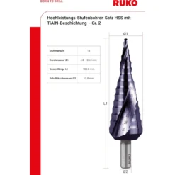 RUKO Stufenbohrer HSS-TiAlN 6tlg. - A101032F