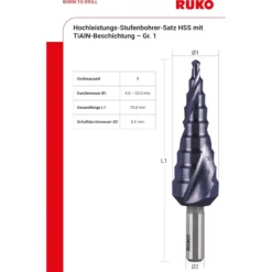 RUKO Stufenbohrer HSS-TiAlN 6tlg. - A101032F