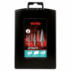 RUKO ULTIMATECUT Stufenbohrer-Satz HSS mit FLOWSTEP® Spitze in Kunststoffkassette - 3 tlg. - 101626RO
