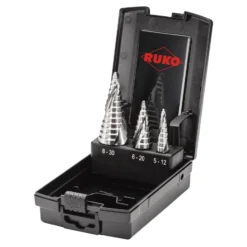 RUKO ULTIMATECUT Stufenbohrer-Satz HSS mit FLOWSTEP® Spitze in Kunststoffkassette - 3 tlg. - 101626RO