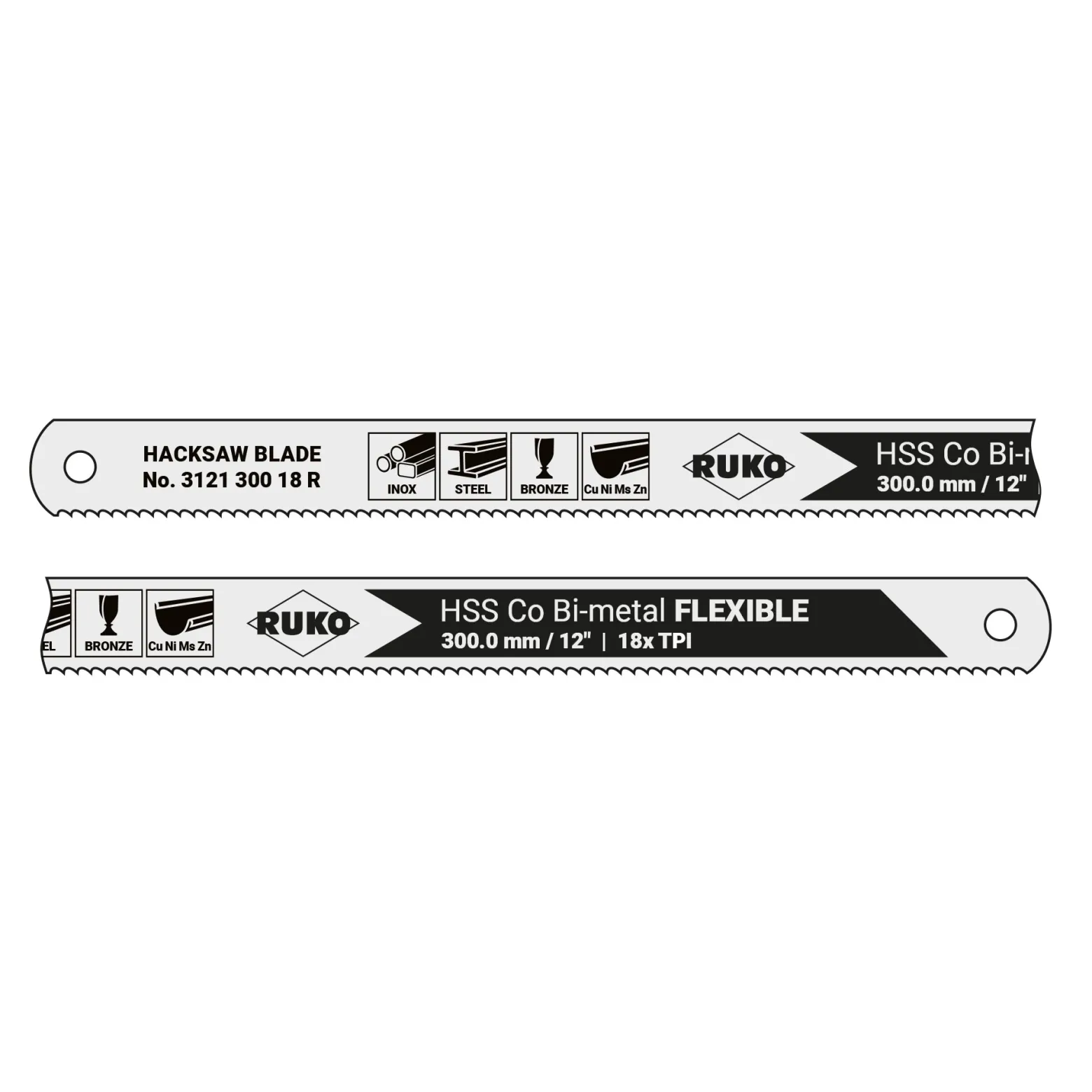 RUKO 10x Handsägeblatt HSS-Co Bihart - 312130024R