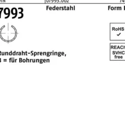 Runddrahtsprengring DIN 7993 f.Wellen B 8 Federstahl 500 Stück