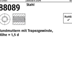 Rundmutter R 88089 Trapezgewinde TR 40x 7 -75 Stahl Höhe=1,5d 1 Stück