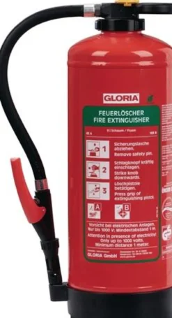 Schaumfeuerlöscher 9l Aufladegerät Brandkl.43 A 183 B m.Wandh.GLORIA