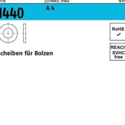 Scheibe DIN 1440 f.Bolzen 60x 80x 9 A 4 10 Stück