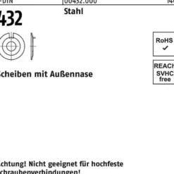 Scheibe DIN 432m.Außennase 19 Stahl 50 Stück