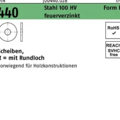 Scheibe DIN 440 R 11x 34x 3 Stahl 100 HV feuerverz. 100St.