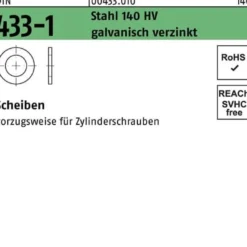 Scheibe DIN 433-1 19x30x2,5 Stahl 140 HV galv.verz. 100 Stück