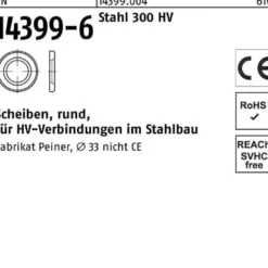 Scheibe EN 14399-6 rund 33 (34x60x 5) Stahl 300 HV 1 Stück