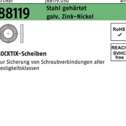 Scheibe R 88119 10 Stahl gehärtet gal. ZnNi Cr(VI)-frei 200 Stück